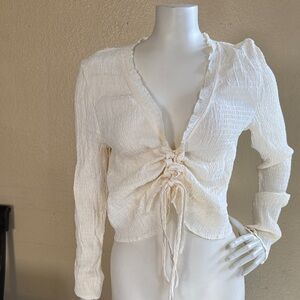 Elegant White Ruched Women's Top